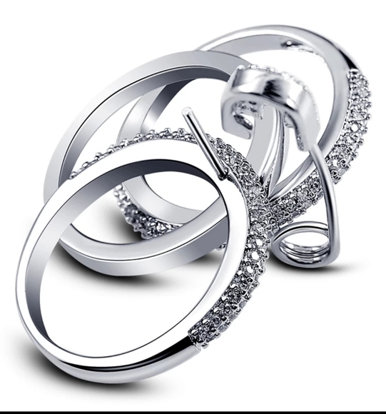 💍NEW CHIC CZ💎 DIAMOND SAFETY PIN RING - Picture 5 of 5